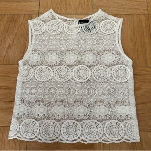 Natalie Romano Lace Semi-sheer Sleeveless Top